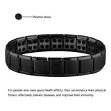 Black pleated stone bracelet on a white background