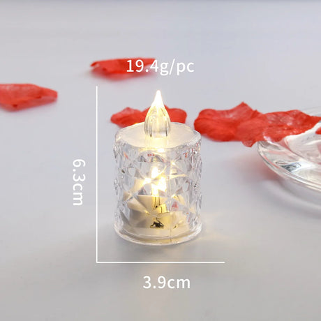 Small decorative candle with measurements on a light background