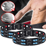 Black bracelet with colorful beads displayed in front of a person wearing black underwear.