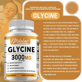 Psilane Glycine supplement bottle with detailed information on an orange background