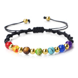 Multicolored beaded bracelet on a white background