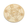 Wooden coaster with geometric design on a white background