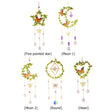 Set of four decorative hanging ornaments with different shapes and designs on a white background.