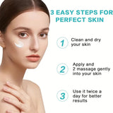 Woman applying skincare product with text on how to achieve perfect skin