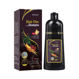 Hair dye shampoo packaging and bottle on a white background
