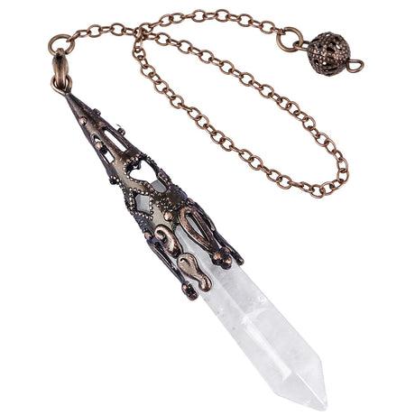 Necklace with a crystal pendant on a white background