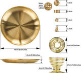 Gold decorative elements with measurements on a white background