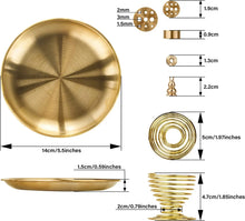 Gold decorative elements with measurements on a white background