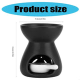 Black essential oil burner with dimensions labeled on a white background