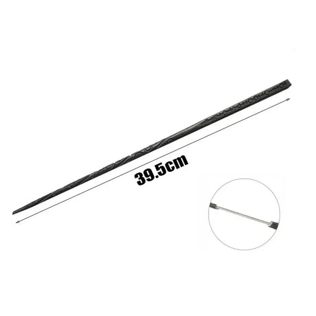 Black rod with measurement label on a white background