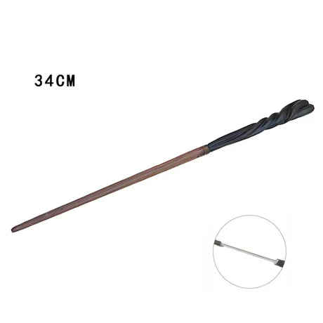 Magic wand with black handle and brown shaft on a white background