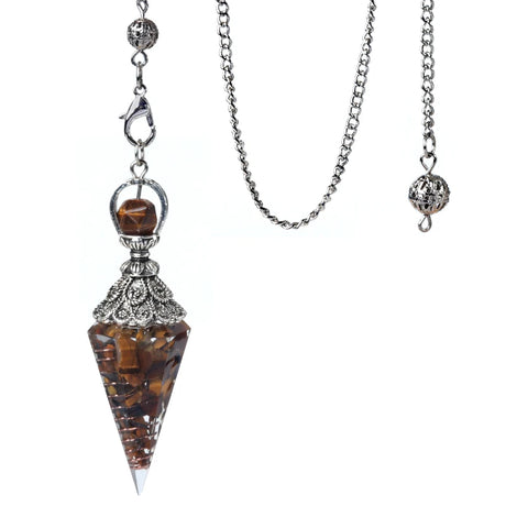 Tortoiseshell crystal pendant necklace on a white background