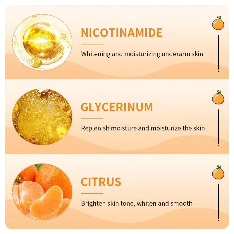 Product packaging with ingredients and benefits listed on a beige background