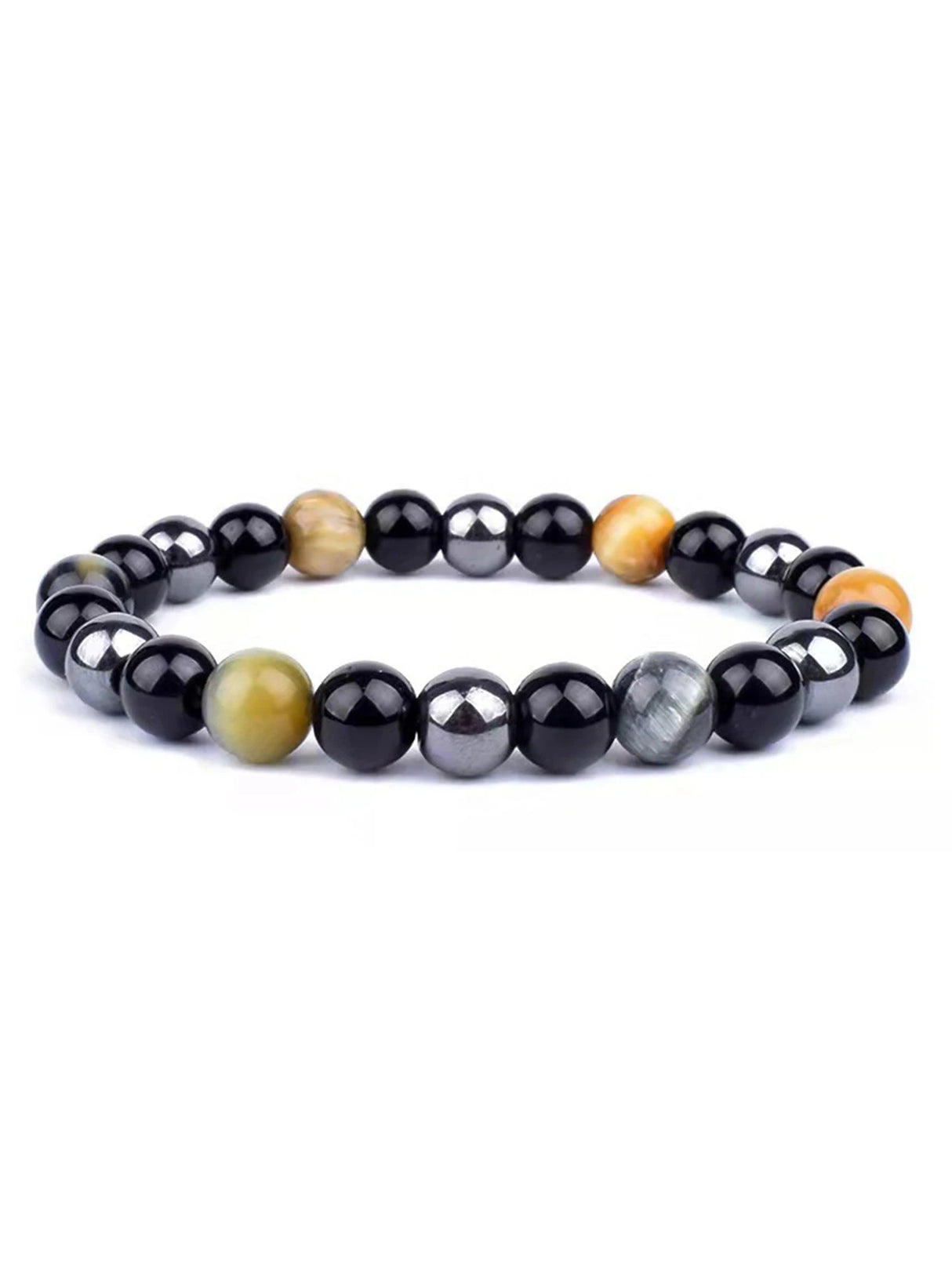 Multicolored beaded bracelet on a white background