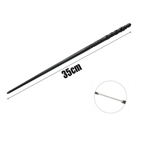 Black magic wand with measurement label on a white background