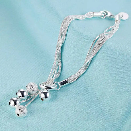 Pulsera de cadena con forma de corazón de plata de ley 925