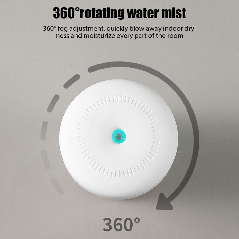 White device with water mist feature on a gray background