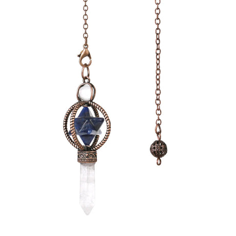 Necklace with crystal pendant on a white background