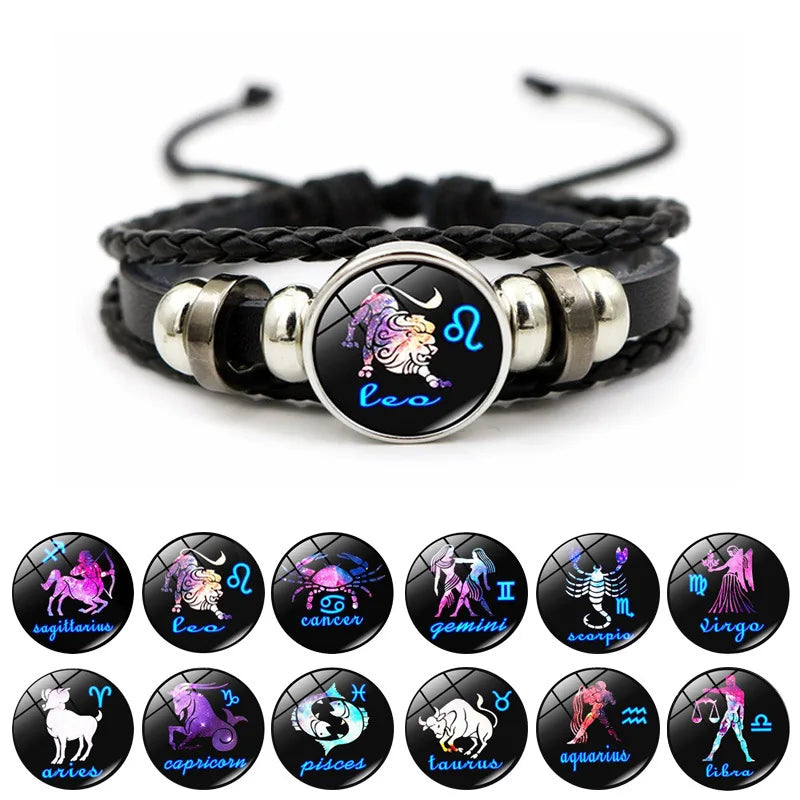 Bracelet with zodiac sign charm on a white background