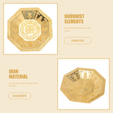 Decorative items with Buddhist elements on a beige background