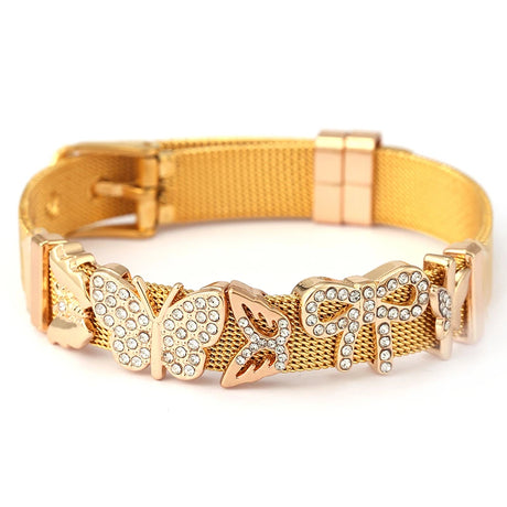 Gold dog collar with decorative elements on a white background