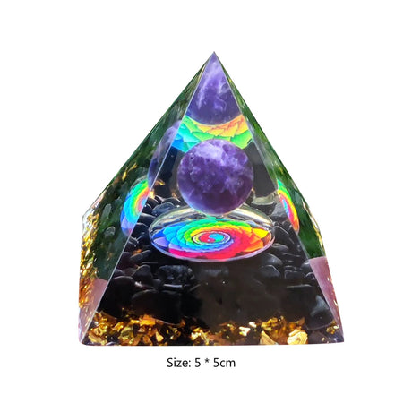 Triangular pyramid with colorful interior design on a white background