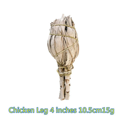 Bundled chicken legs with measurement text on a white background