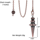 Necklace with pendant and chain measurements on a white background
