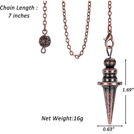 Necklace with pendant and chain measurements on a white background