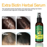 Extra Biotin Herbal Serum bottle with before and after hair growth images on a white background