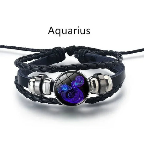 Bracelet with Aquarius zodiac sign design on a white background