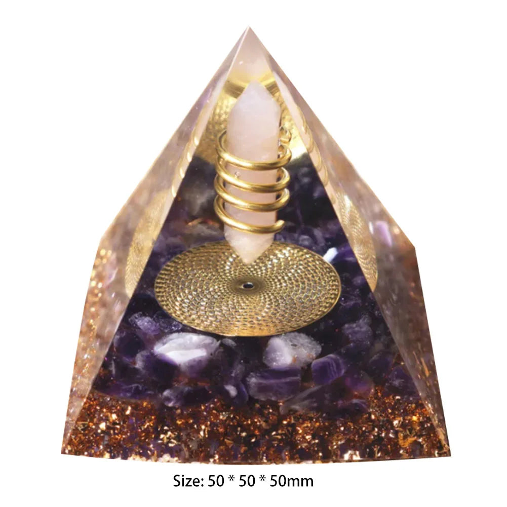 Pyramid-shaped object with a candle inside on a white background