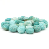 Turquoise beads on a white background