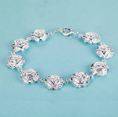 Pulsera de cadena con forma de corazón de plata de ley 925