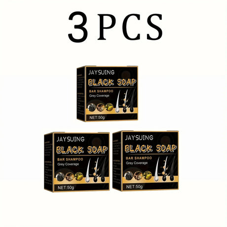 Three boxes of Jaysuing Black Soap on a white background