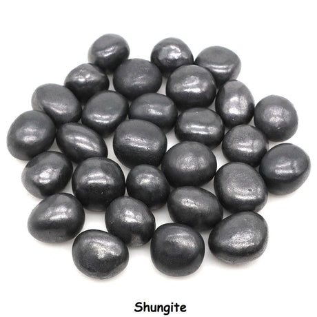 Shungite stones on a white background with 'Shungite' label.