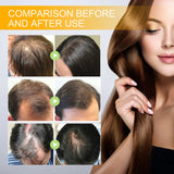 Before and after comparison of hair treatment on a person with long, healthy hair.