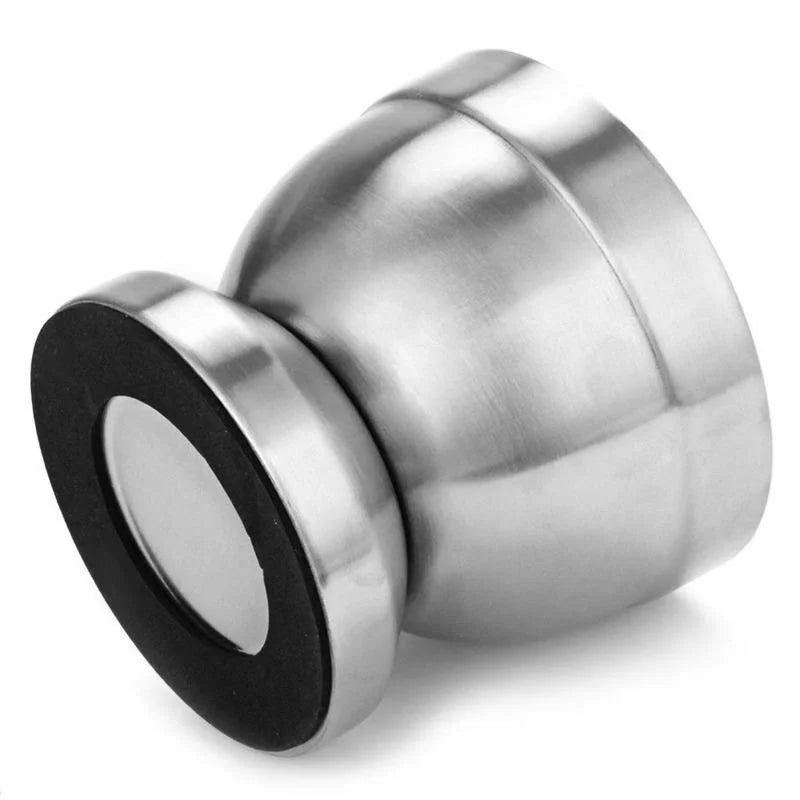 Metallic door stopper on a white background