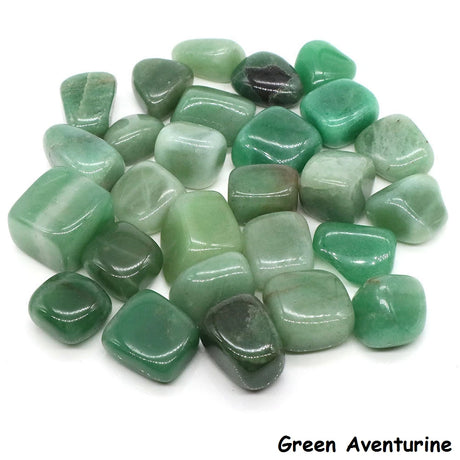 Green aventurine stones on a white background