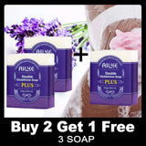 Two AILYE Double Glutathione Soap Plus packages with a promotional offer on a white background.