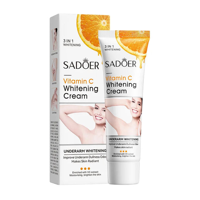 Sadoer Vitamin C Whitening Cream packaging with a tube and box on a white background