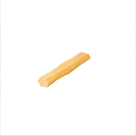 Single piece of yellow pasta on a white background