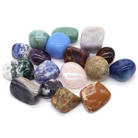 Collection of stones in a white background.