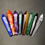 Set of colorful crystal points on a gray background