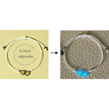 Adjustable bracelet with heart charm on a textured surface