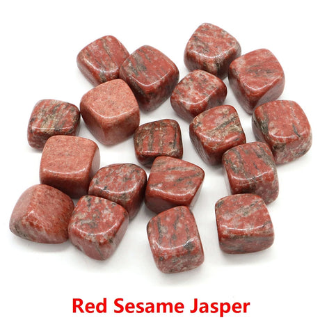 Red Sesame Jasper stones on a white background