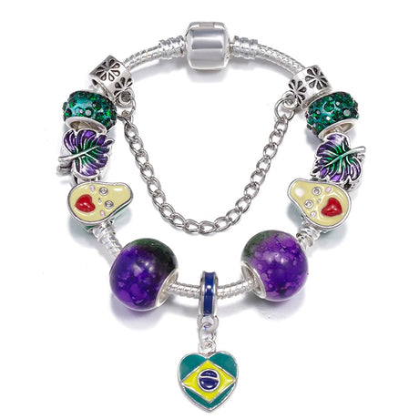 Bracelet with colorful charms on a white background