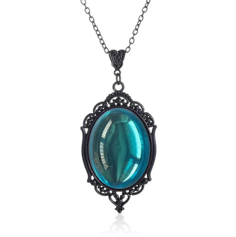 Necklace with a blue pendant on a white background