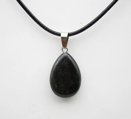 Black teardrop pendant on a white background