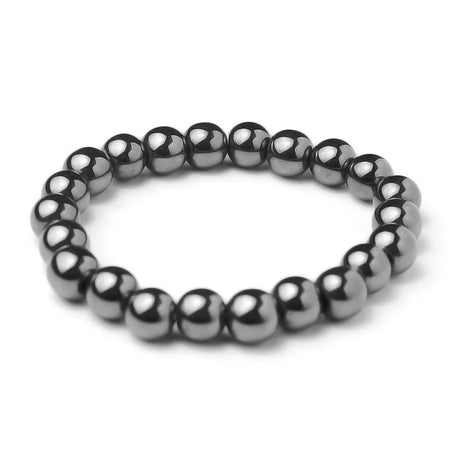 Black beaded bracelet on a white background
